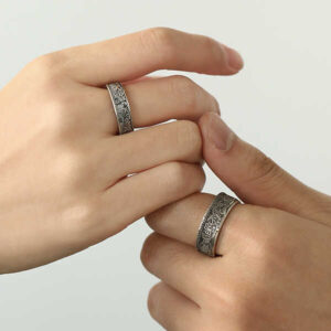 999 Pure Silver Vintage Engraved Handmade Couple's Ring