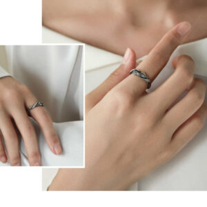 999 Pure Silver 'Driftwood' Couple's Ring - Adjustable Ring