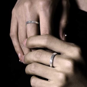 Custom Fingerprint Engraved Couple Rings – Adjustable Open Design, Solid Silver
