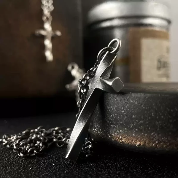 Vintage S999 Sterling Silver Cross Pendant – Handmade, Minimalist, Unique Couple Necklace