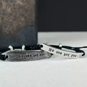 Custom S999 Sterling Silver Initial Bracelet Set – Personalized Handcrafted Couple Cord Bracelets