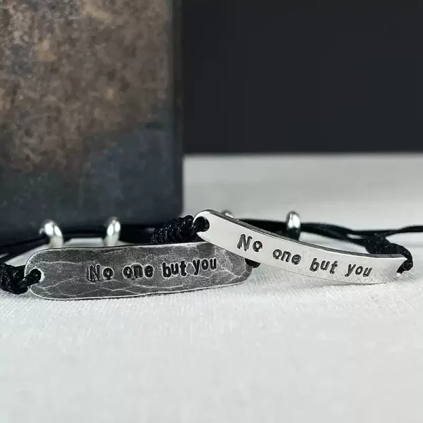 Custom S999 Sterling Silver Initial Bracelet Set – Personalized Handcrafted Couple Cord Bracelets