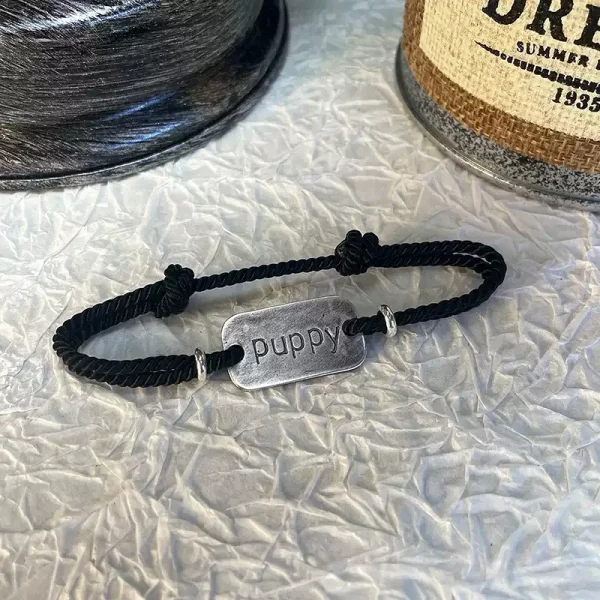 Custom Hand-Engraved Sterling Silver Letter Bracelet / Anklet – S999 Pure Silver Couple Tag Jewelry