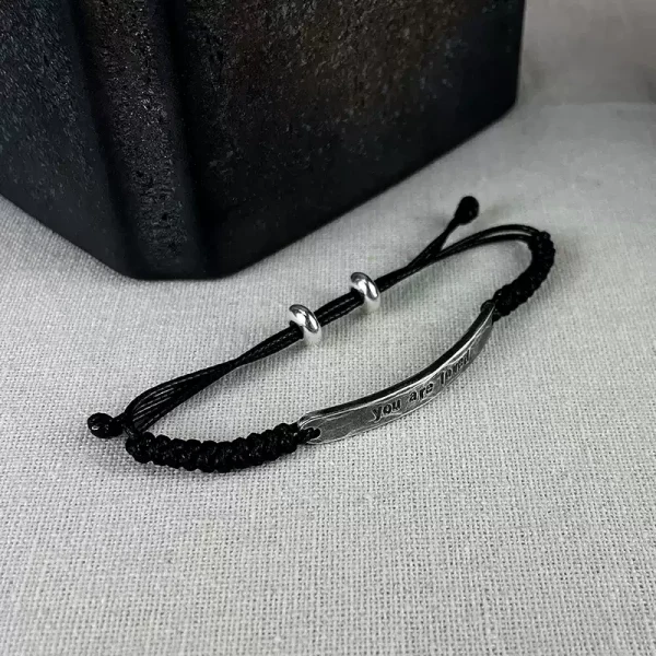 Custom S999 Sterling Silver Initial Bracelet Set – Personalized Handcrafted Couple Cord Bracelets
