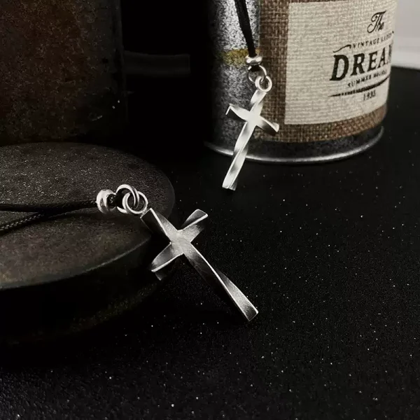 Vintage S999 Sterling Silver Cross Pendant – Handmade, Minimalist, Unique Couple Necklace