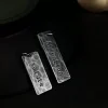 Custom Engraved S999 Sterling Silver Tag Necklace – Handcrafted Vintage Rectangle Pendant