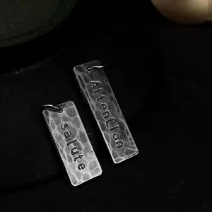 Custom Engraved S999 Sterling Silver Tag Necklace – Handcrafted Vintage Rectangle Pendant
