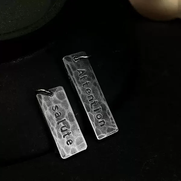 Custom Engraved S999 Sterling Silver Tag Necklace – Handcrafted Vintage Rectangle Pendant
