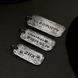 S999 Sterling Silver Handmade Engraved Couple Pendant – Vintage Oxidized Custom Anniversary Rectangle Tag Necklace