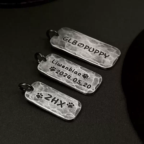 S999 Sterling Silver Handmade Engraved Couple Pendant – Vintage Oxidized Custom Anniversary Rectangle Tag Necklace