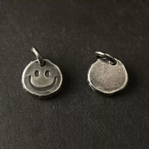 Custom Engraved S999 Silver Smiley Tag Pendant – Handmade Mini Charm for Bracelets & Necklaces