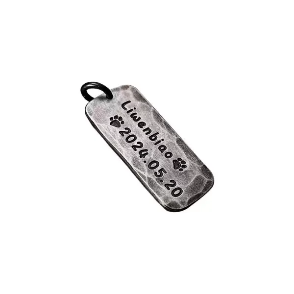 S999 Sterling Silver Handmade Engraved Couple Pendant – Vintage Oxidized Custom Anniversary Rectangle Tag Necklace