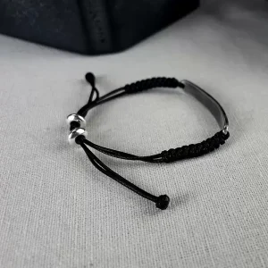 Custom S999 Sterling Silver Initial Bracelet Set – Personalized Handcrafted Couple Cord Bracelets