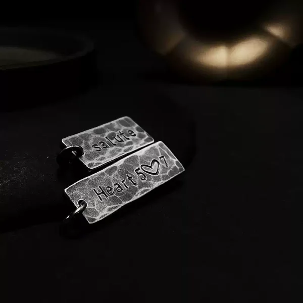 Custom Engraved S999 Sterling Silver Tag Necklace – Handcrafted Vintage Rectangle Pendant