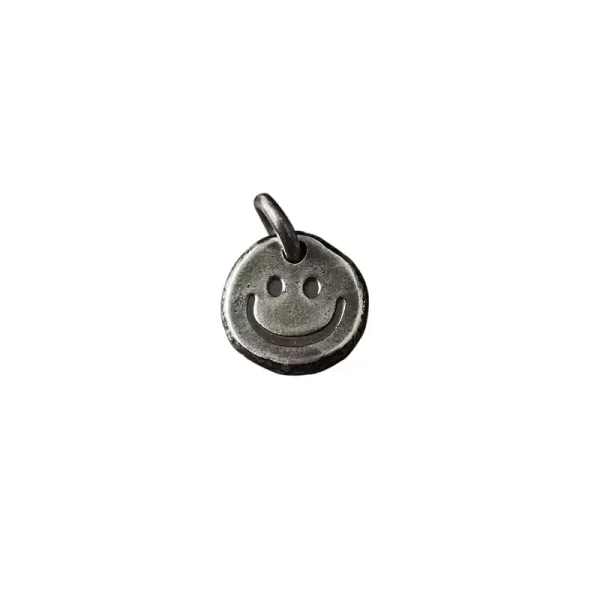 Custom Engraved S999 Silver Smiley Tag Pendant – Handmade Mini Charm for Bracelets & Necklaces