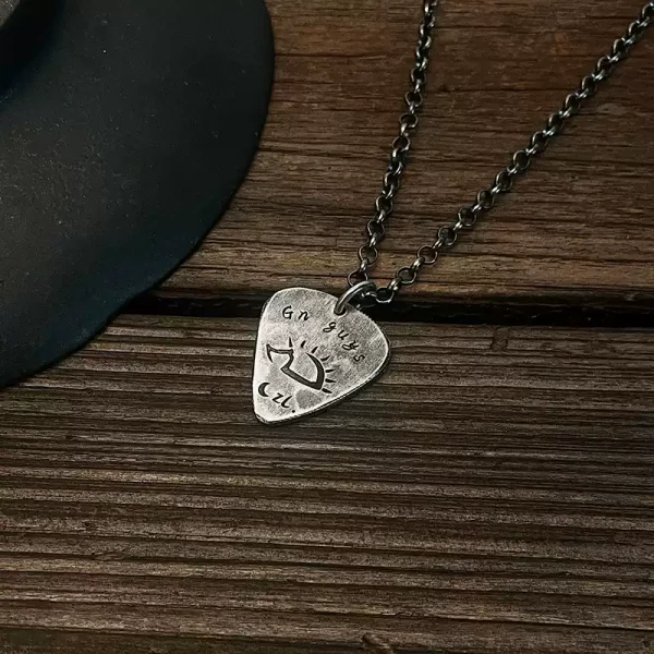 Custom S999 Sterling Silver Guitar Pick Necklace – Hand-Engraved Pendant for Men, Unique Couple Gift, Birthday Keepsake