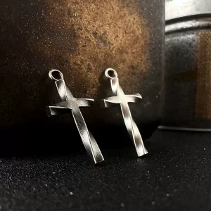 Vintage S999 Sterling Silver Cross Pendant – Handmade, Minimalist, Unique Couple Necklace