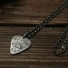 Custom S999 Sterling Silver Guitar Pick Necklace – Hand-Engraved Pendant for Men, Unique Couple Gift, Birthday Keepsake