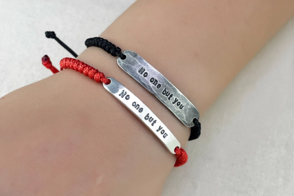 Custom S999 Sterling Silver Initial Bracelet Set – Personalized Handcrafted Couple Cord Bracelets