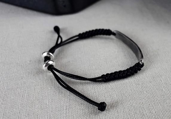 Custom S999 Sterling Silver Initial Bracelet Set – Personalized Handcrafted Couple Cord Bracelets