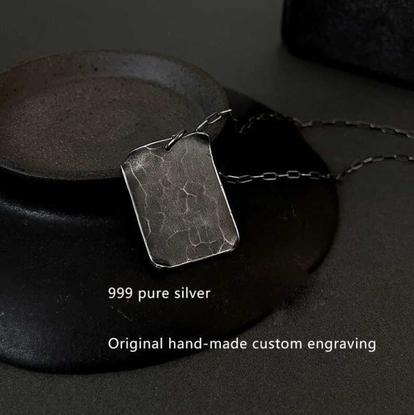 Custom Sterling Silver Engraved Couple Pendant – Handmade Minimalist Necklace