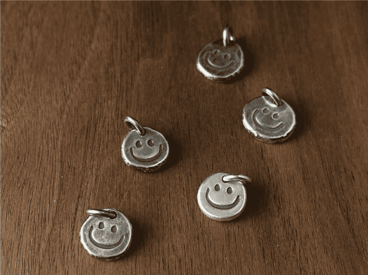 Custom Engraved S999 Silver Smiley Tag Pendant – Handmade Mini Charm for Bracelets & Necklaces