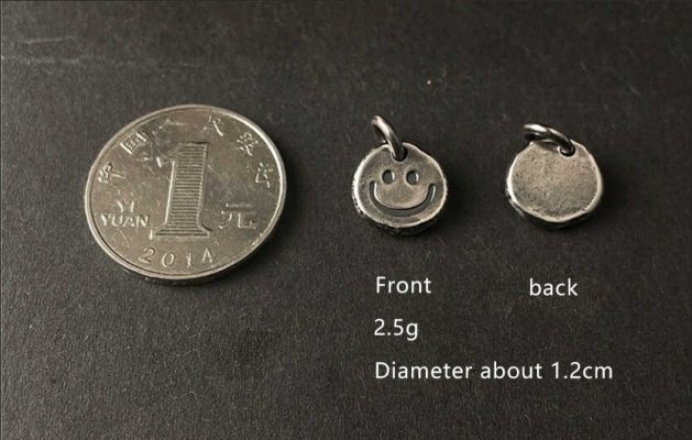 Custom Engraved S999 Silver Smiley Tag Pendant – Handmade Mini Charm for Bracelets & Necklaces