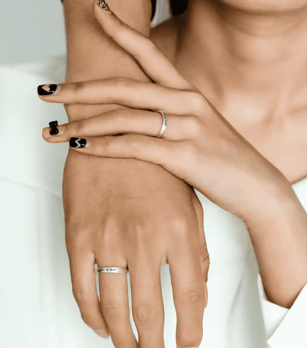 Adjustable 990 Sterling Silver Couple Rings – Custom Engraving for Two