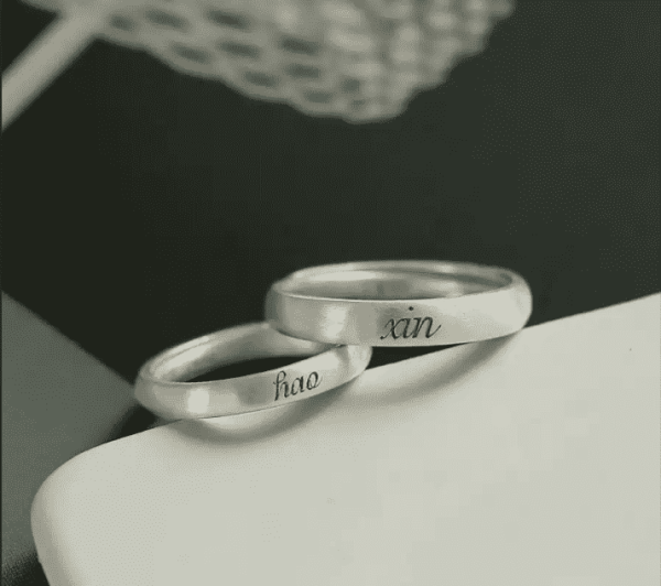 Adjustable 990 Sterling Silver Couple Rings – Custom Engraving for Two