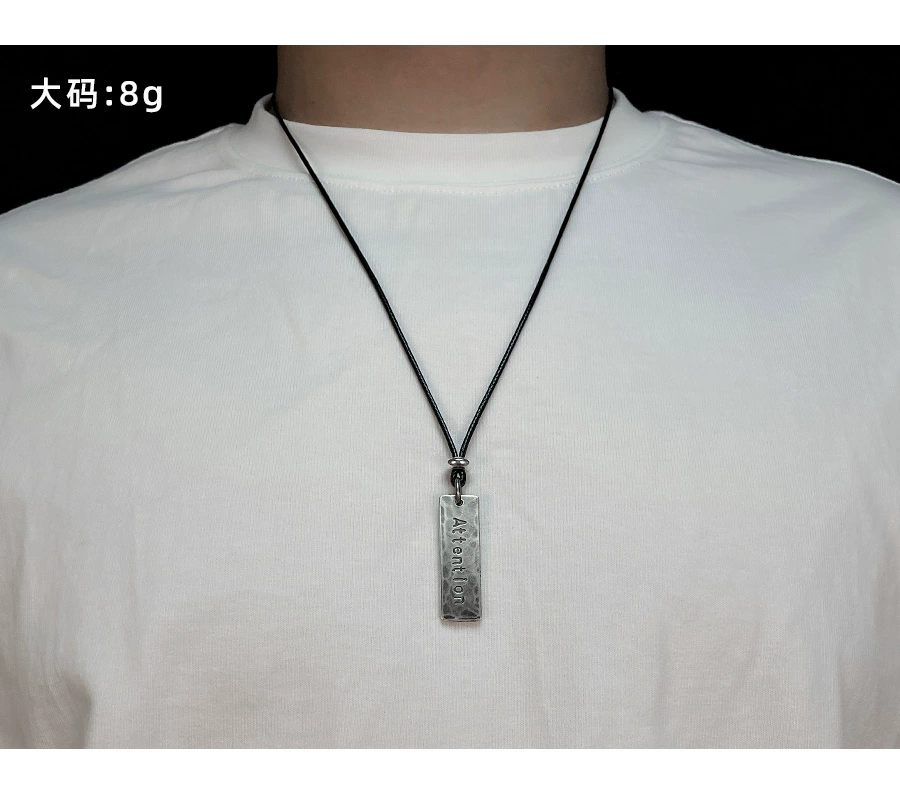 Custom Engraved S999 Sterling Silver Tag Necklace – Handcrafted Vintage Rectangle Pendant