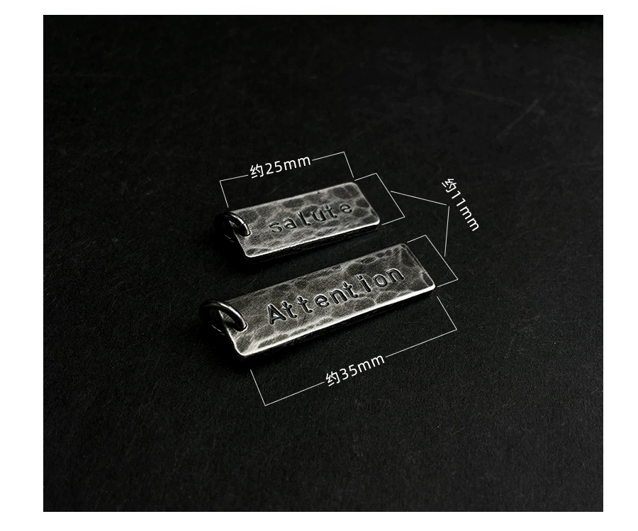 Custom Engraved S999 Sterling Silver Tag Necklace – Handcrafted Vintage Rectangle Pendant