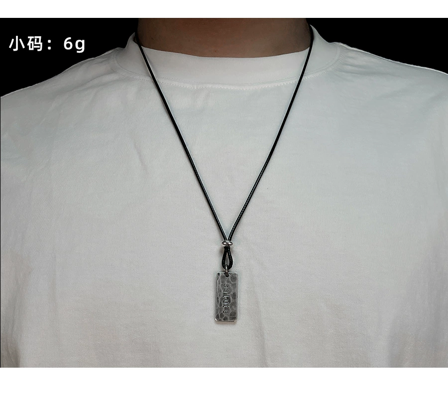 Custom Engraved S999 Sterling Silver Tag Necklace – Handcrafted Vintage Rectangle Pendant