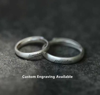 Adjustable 990 Sterling Silver Couple Rings – Custom Engraving for Two