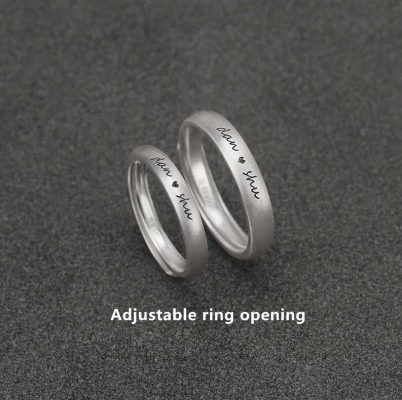 Adjustable 990 Sterling Silver Couple Rings – Custom Engraving for Two