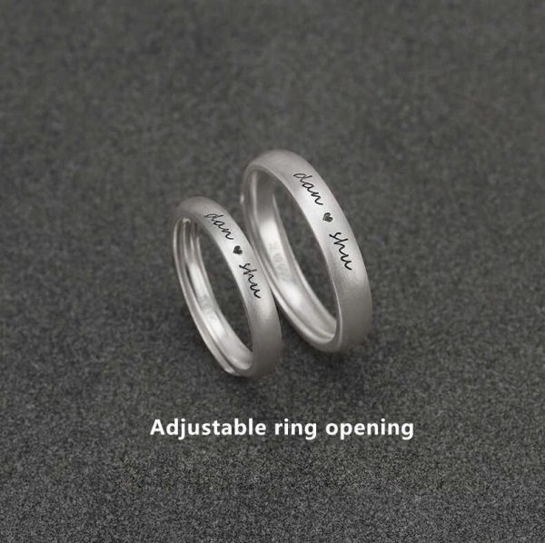 Adjustable 990 Sterling Silver Couple Rings – Custom Engraving for Two