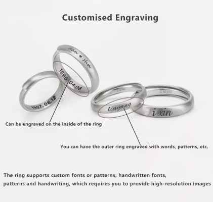 Adjustable 990 Sterling Silver Couple Rings – Custom Engraving for Two