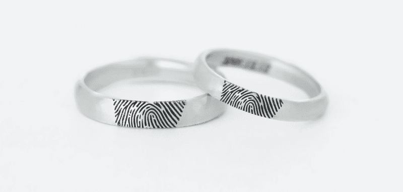 Custom Fingerprint Engraved Couple Rings – Adjustable Open Design, Solid Silver